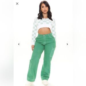 Fashion Nova Oh So Crafty Non Stretch Carpenter Jeans - Green✨